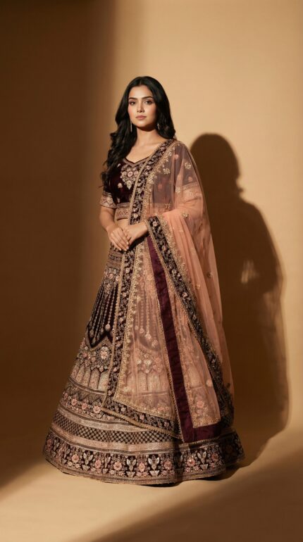 Antique Gold Mughal Art Designer Lengha